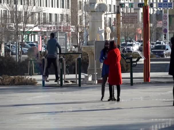 Street Scene Erlian Inner Mongolia Province China 2021 — Vídeo de stock