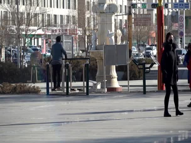 Street Scene Erlian Inner Mongolia Province China 2021 — Stock Video