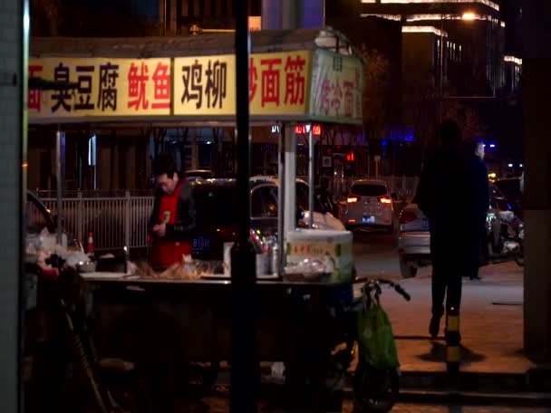 Street Scene Hohhot Erlian Night Inner Mongolia Province China 2021 — Vídeos de Stock