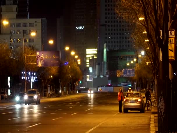 Street Scene Hohhot Erlian Night Inner Mongolia Province China 2021 — Vídeos de Stock