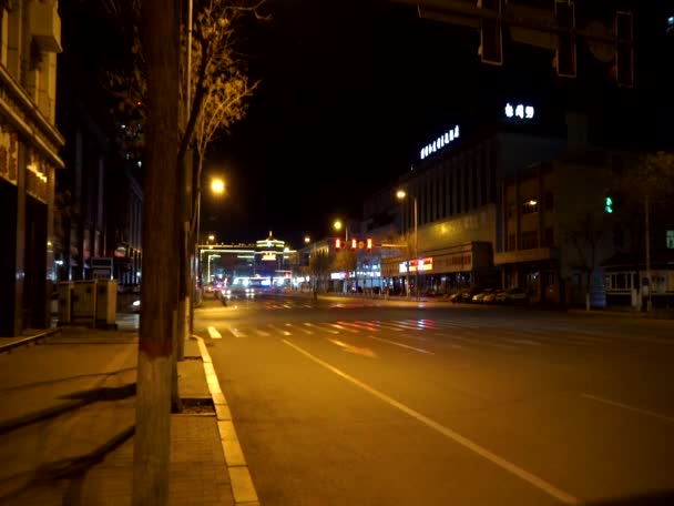 Street Scene Hohhot Erlian Night Inner Mongolia Province China 2021 — Vídeo de stock