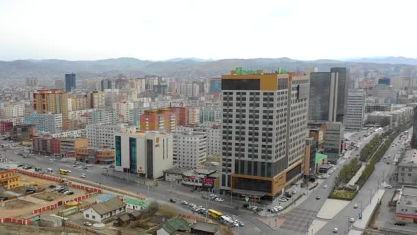 Vista Aérea Dos Edifícios Ruas Ulaanbaatar Capital Mongólia Por Volta — Vídeo de Stock
