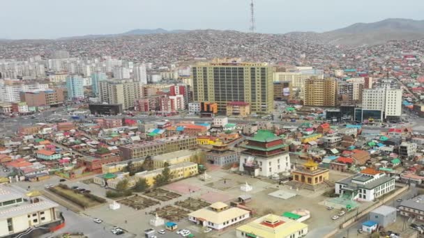 Aerial View Buildings Streets Ulaanbaatar Capital Mongolia Circa June 2021 — Stockvideo