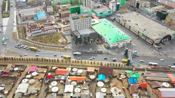 Aerial View Buildings Streets Ulaanbaatar Capital Mongolia Circa June 2021 — стоковое видео