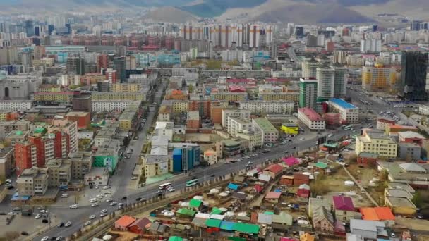 Aerial View Buildings Streets Ulaanbaatar Capital Mongolia Circa June 2021 — Stockvideo