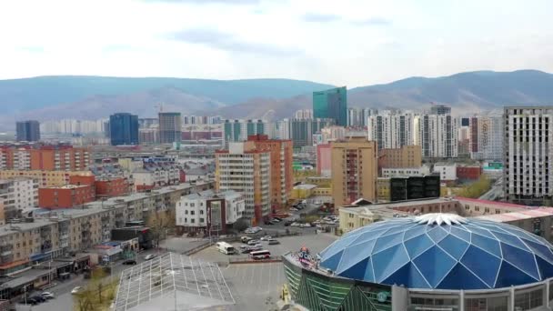 Aerial View Buildings Streets Ulaanbaatar Capital Mongolia Circa June 2021 — Stockvideo