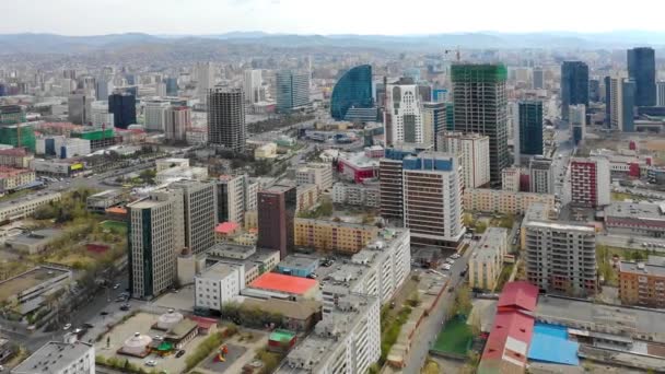 Pemandangan Udara Bangunan Dan Jalan Jalan Ulaanbaatar Ibukota Mongolia Sekitar — Stok Video