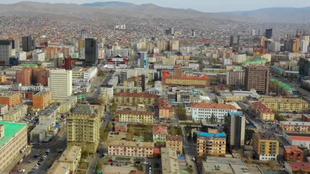 Вид Воздуха Здания Улицы Улан Батора Столицы Монголии Около Июня — стоковое видео
