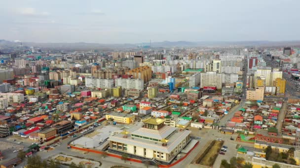 Légi Kilátás Épületek Utcák Ulaanbaatar Főváros Mongólia Körülbelül Június 2021 — Stock videók