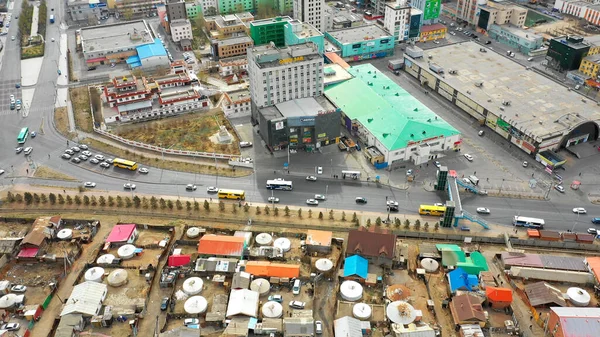 Aerial View Buildings Streets Ulaanbaatar Capital Mongolia Circa June 2021 — Stock Fotó