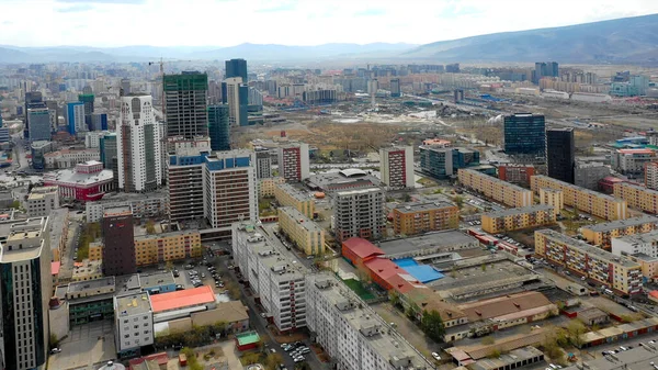 Veduta Aerea Degli Edifici Delle Strade Ulaanbaatar Capitale Della Mongolia — Foto Stock