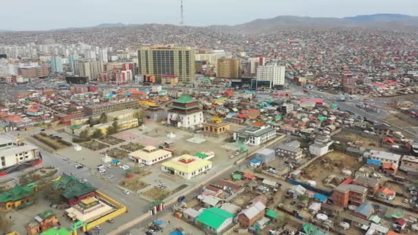 Légi Kilátás Épületek Utcák Ulaanbaatar Főváros Mongólia Körülbelül Június 2021 — Stock videók