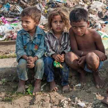 RAXAUL, INDIA: Unidentified Indian children on the street , circa November, 2013 in Raxaul, Bihar, India.