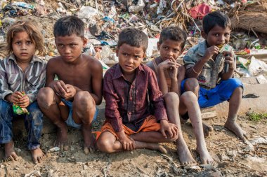 RAXAUL, INDIA: Unidentified Indian children on the street , circa November, 2013 in Raxaul, Bihar, India.