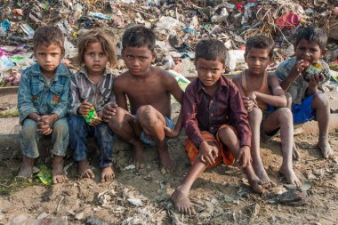 RAXAUL, INDIA: Unidentified Indian children on the street , circa November, 2013 in Raxaul, Bihar, India.