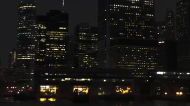 Manhattan siluetinin gece, New York City, Amerika Birleşik Devletleri