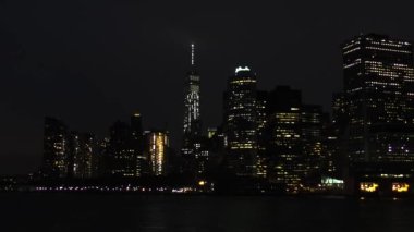 Manhattan siluetinin gece, New York City, Amerika Birleşik Devletleri