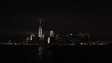Manhattan siluetinin gece, New York City, Amerika Birleşik Devletleri