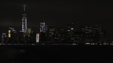 Manhattan siluetinin gece, New York City, Amerika Birleşik Devletleri