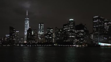 Manhattan siluetinin gece, New York City, Amerika Birleşik Devletleri
