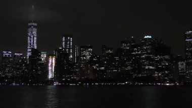 Manhattan siluetinin gece, New York City, Amerika Birleşik Devletleri