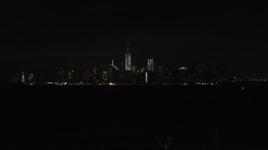 Manhattan skyline at night  from the Staten Island, New York city, USA