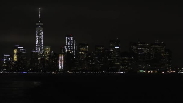 Linha Horizonte Manhattan Noite Nova Iorque Eua — Vídeo de Stock