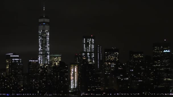 Manhattan Látképének Éjjel New York City Amerikai Egyesült Államok — Stock videók