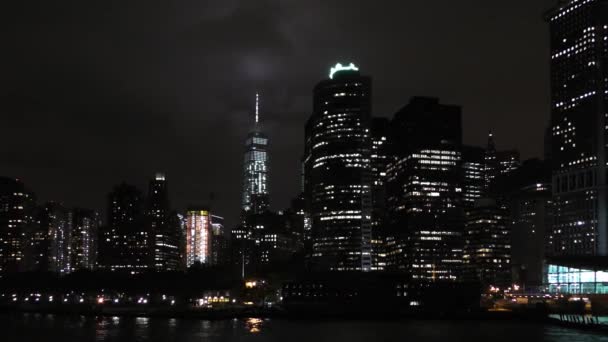 Linha Horizonte Manhattan Noite Nova Iorque Eua — Vídeo de Stock