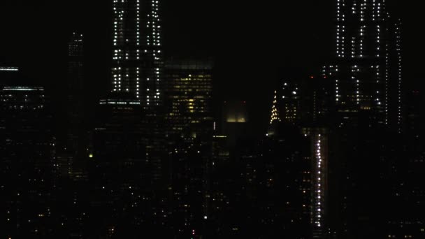 Manhattan Skyline Night Staten Island New York City Usa — Αρχείο Βίντεο