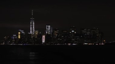 Manhattan skyline at night  from the Staten Island, New York city, USA