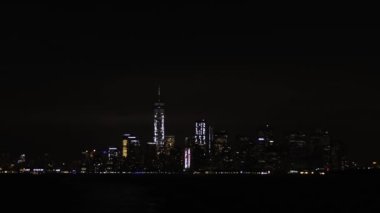 Manhattan skyline at night  from the Staten Island, New York city, USA