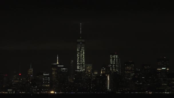 Manhattan Skyline Night Staten Island New York City Usa — Stok video