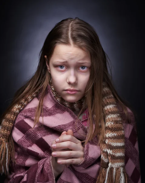 Portrait of a miserable little girl — Stock Photo, Image