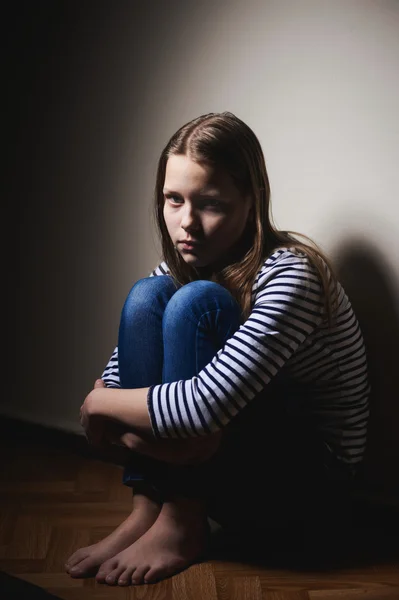 Portrait of a miserable little girl — Stock Photo, Image