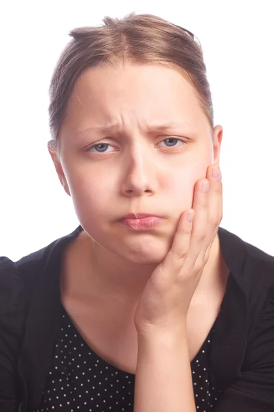 Teenie-Mädchen mit Zahnpasta — Stockfoto