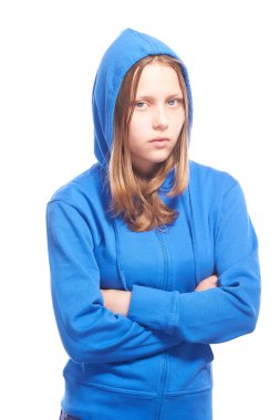 Angry teen girl in poor clipart
