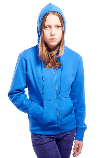 Angry teen girl in poor — Stock Photo, Image