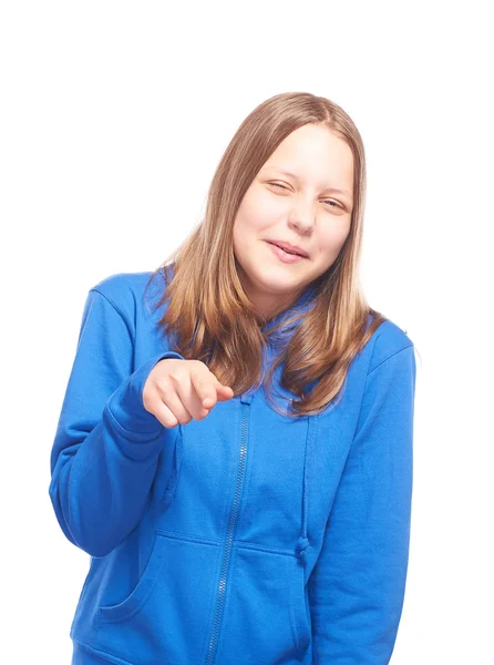 Gelukkig tiener meisje maken funny faces — Stockfoto