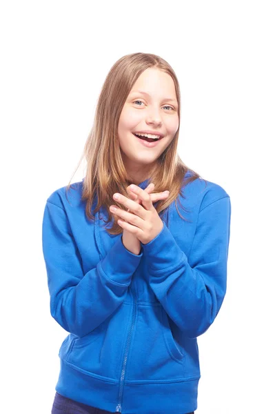 Menina adolescente feliz fazendo caras engraçadas — Fotografia de Stock