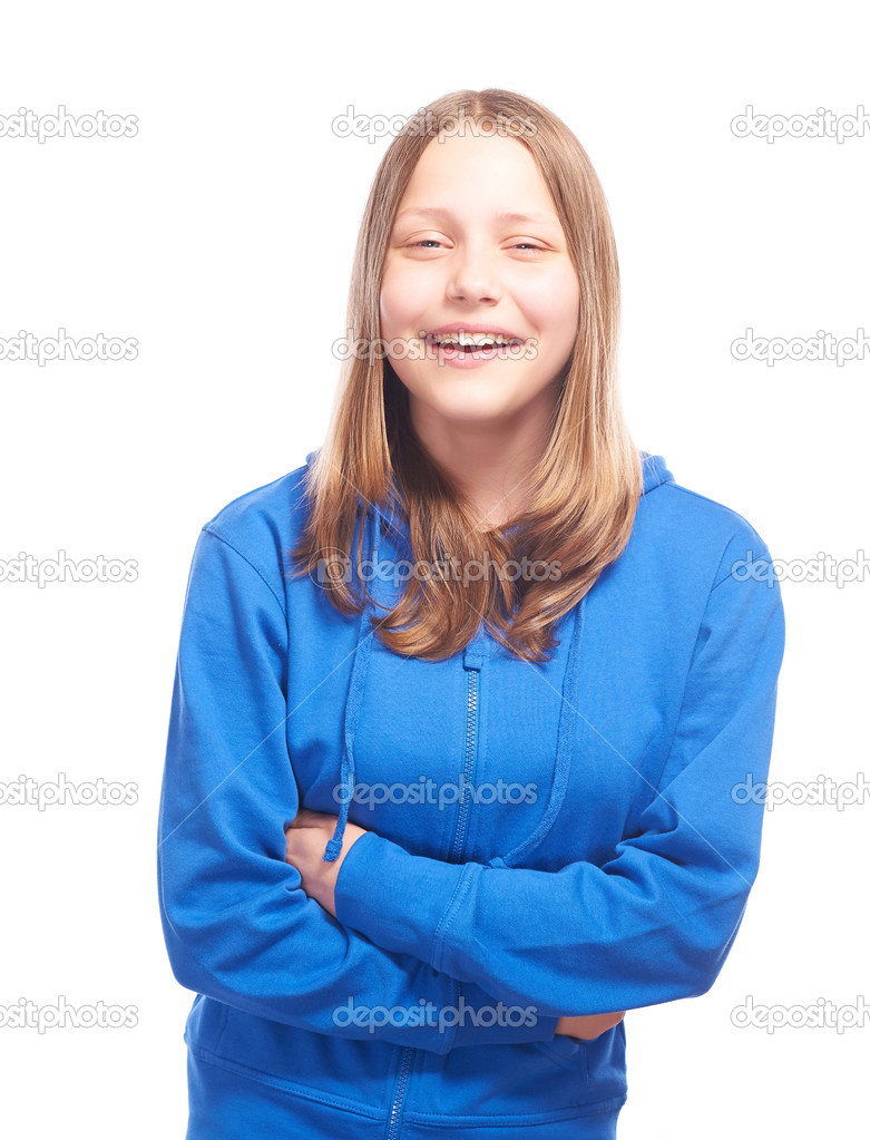 Happy teen girl laughing