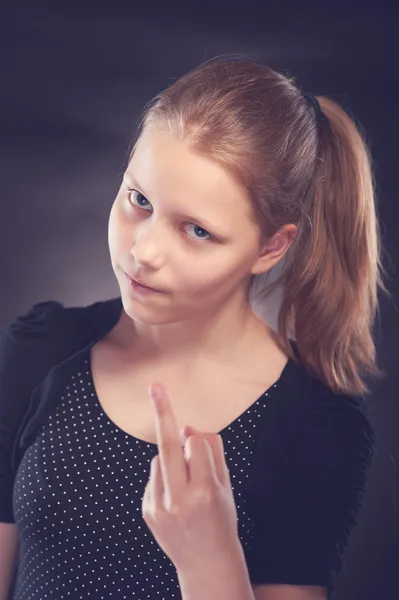 Teen girl badly gesturing — Stock Photo, Image