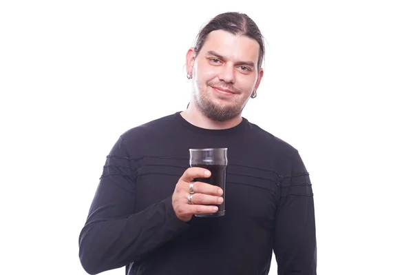 Dude met bierglas — Stockfoto