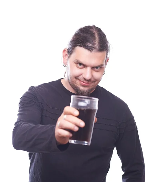Dude with beer glass clink — Stockfoto