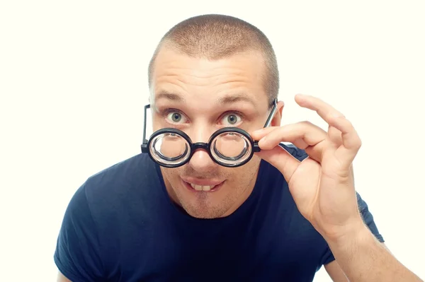 Nerd com óculos — Fotografia de Stock