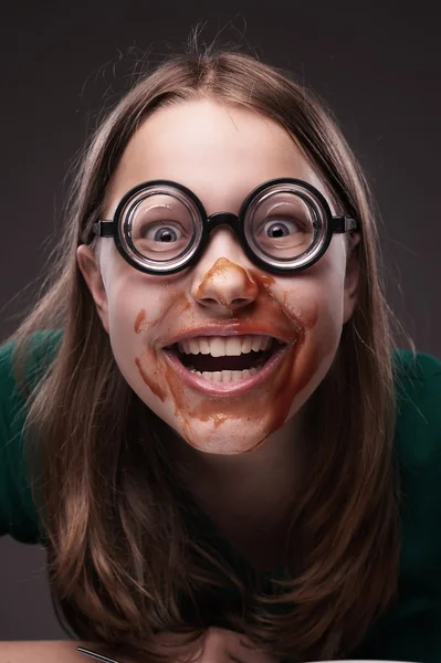 Tiener meisje met brillen — Stockfoto