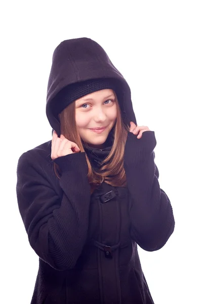 Adolescente chica vestida con abrigo —  Fotos de Stock