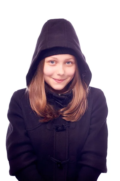 Teenager Mädchen im Mantel — Stockfoto