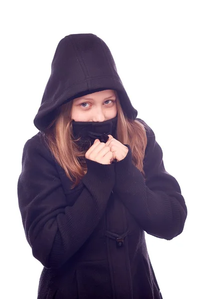 Teenager Mädchen in Kapuze — Stockfoto