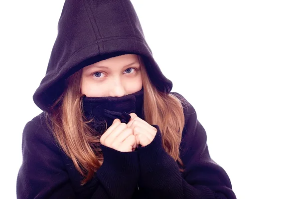 Teen girl in hood — Stock Photo, Image